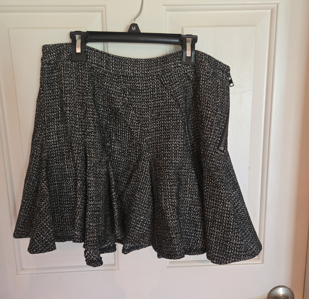 BCBGeneration Black and White Tweed Skater Skirt